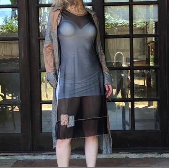 Double Jeu Paris 2 pieces Set Tunic Dress & Duster Long Sleeves Size Medium - Picture 2 of 16